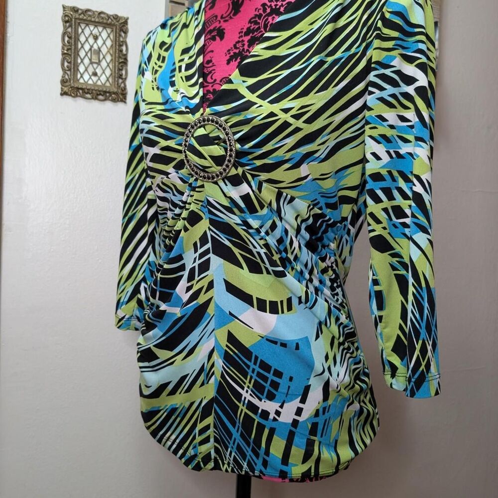 cocomo Women's Blue and Green swirl Blouse